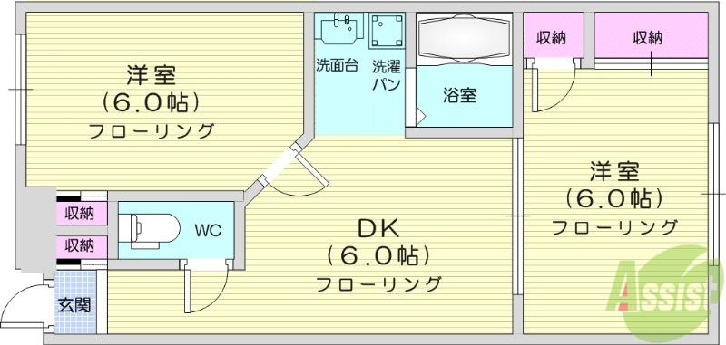 フェニックス福室(2DK/1階)の間取り写真