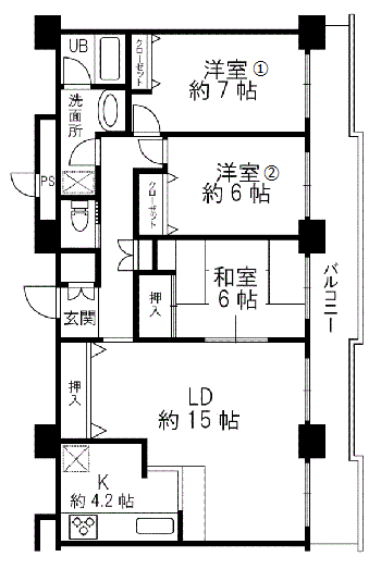 ストークマンション福井(3LDK/21階)の間取り写真