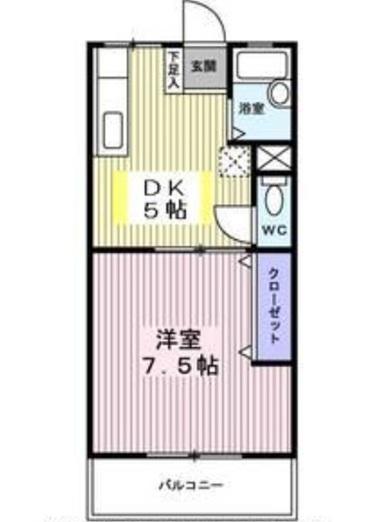 パルデンス泉中央(1DK/2階)の間取り写真