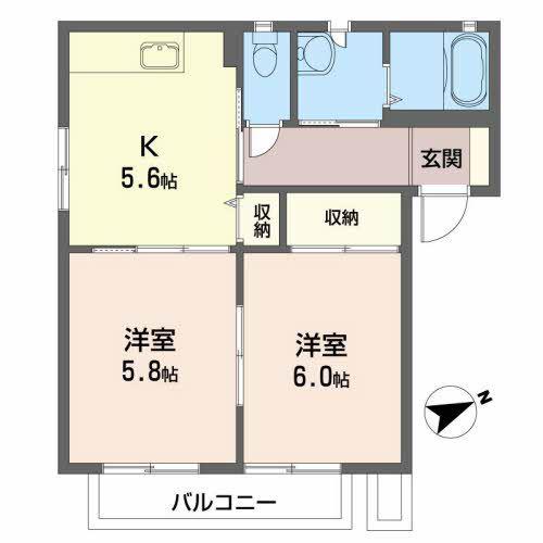 サニーガーデンK(2K/1階)の間取り写真