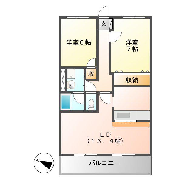 グランコリーヌ(2LDK/3階)の間取り写真