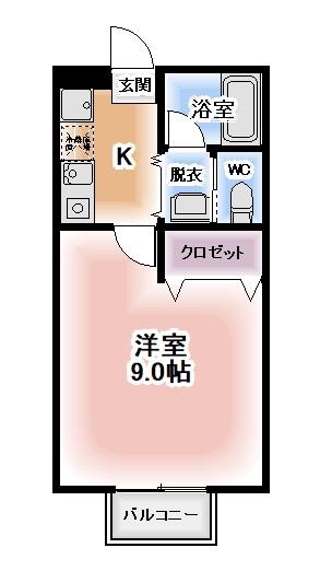 ドミールオクト(1K/2階)の間取り写真
