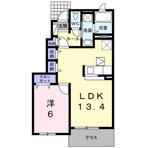 フォーリーフ(1LDK/1階)の間取り写真