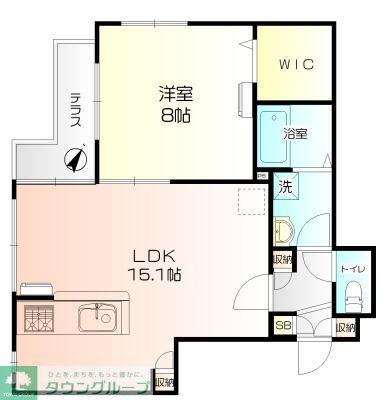 メーラ鵠沼(1LDK/2階)の間取り写真