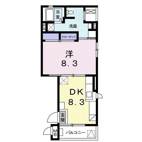 シルバレイ(1LDK/1階)の間取り写真