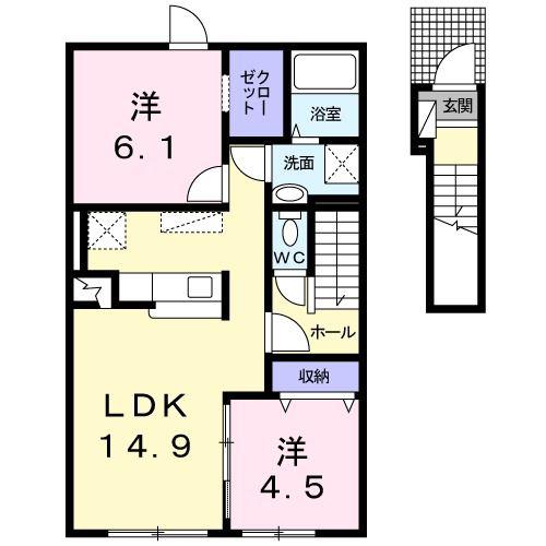 レガーレI(2LDK/2階)の間取り写真