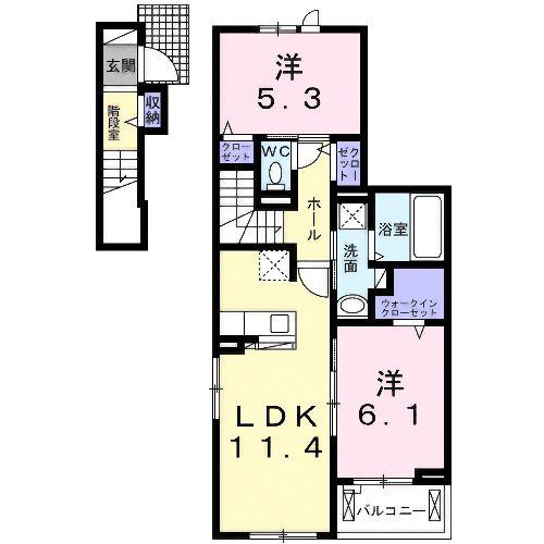 ヴィャルジ(2LDK/2階)の間取り写真