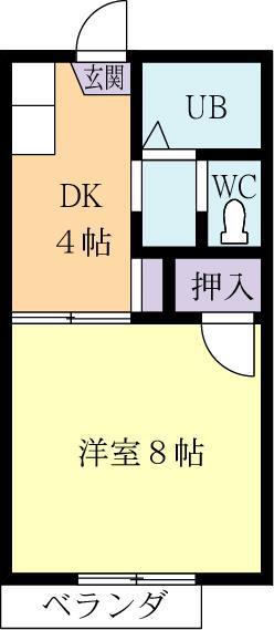 ドミール南(1K/1階)の間取り写真
