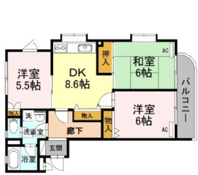 パークスII(3DK/3階)の間取り写真