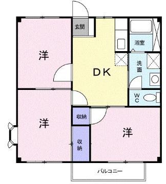 ニューシティー壱番館(3DK/2階)の間取り写真