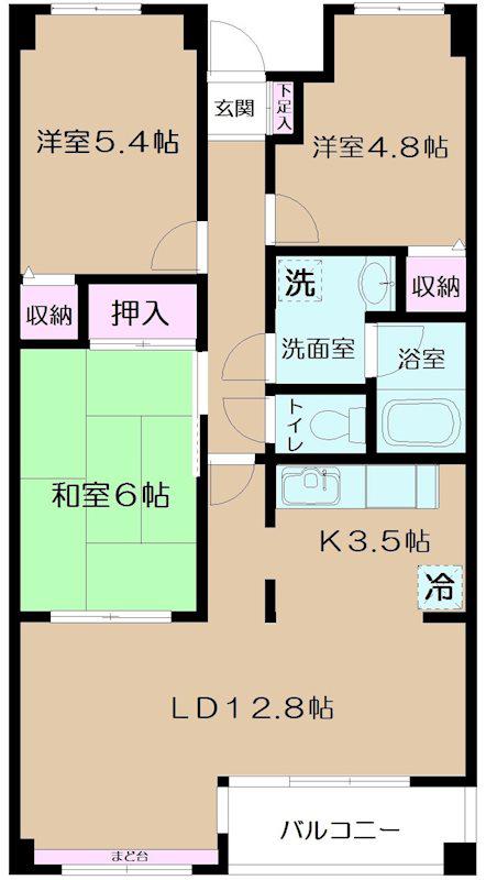 シルクフォルム(3LDK/4階)の間取り写真