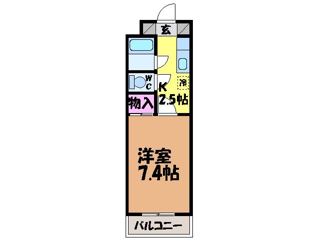 カーサグラン桑原(1K/2階)の間取り写真