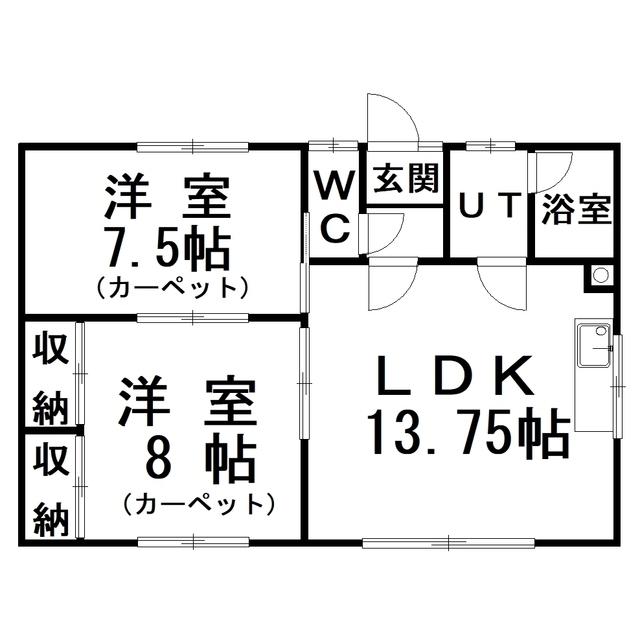 國方ハイツ(2LDK/1階)の間取り写真