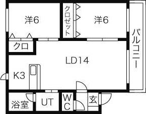 バティール本通II(2LDK/3階)の間取り写真