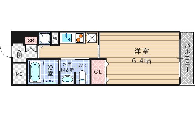 CITYSPIRE靭公園(1K/11階)の間取り写真