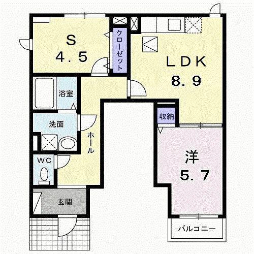 ラ・フルール(1SLDK/1階)の間取り写真