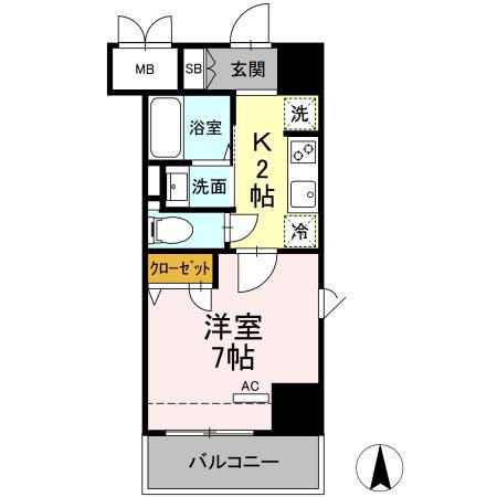 ジュグリシーヌ寿町(1K/9階)の間取り写真