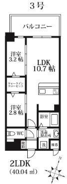モダンパラッツォけやき通(2LDK/5階)の間取り写真