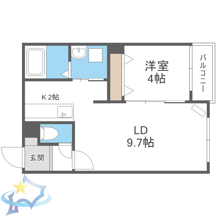 アリュール南6条(1LDK/5階)の間取り写真