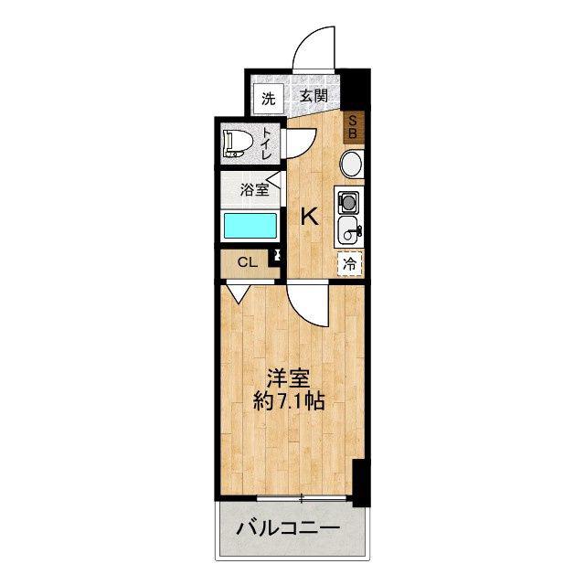 エスリードコート難波ウエスト(1K/6階)の間取り写真
