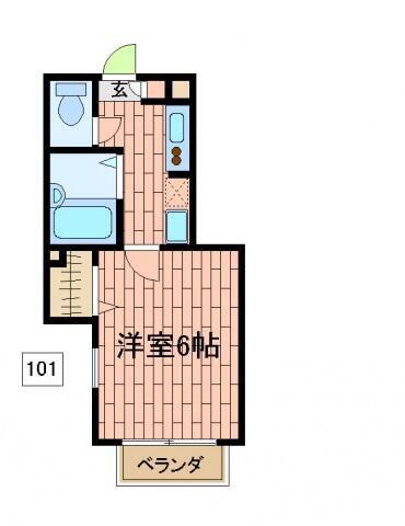 セレ川越(1K/1階)の間取り写真