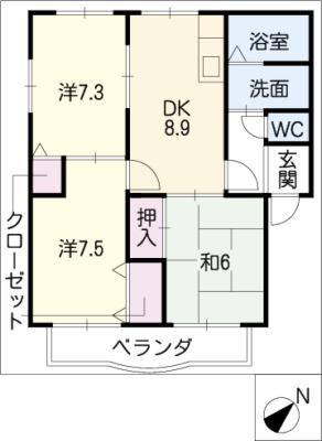 ハイツスズコマ(3DK/3階)の間取り写真