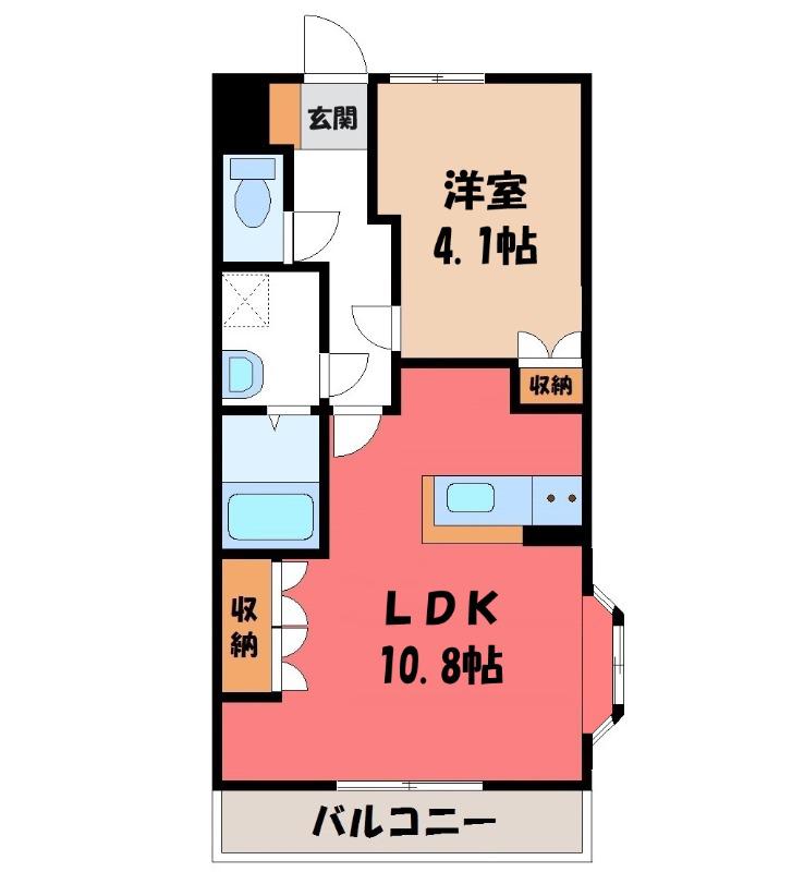ジャルディニエールC(1LDK/2階)の間取り写真