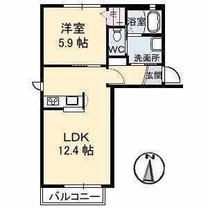 グロリオーサ(1LDK/2階)の間取り写真
