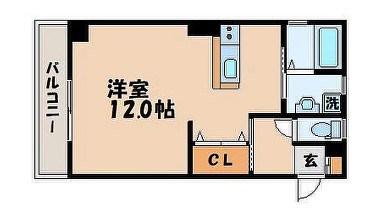 長崎電軌本線 平和公園駅 徒歩9分 5階建 築21年(ワンルーム/3階)の間取り写真