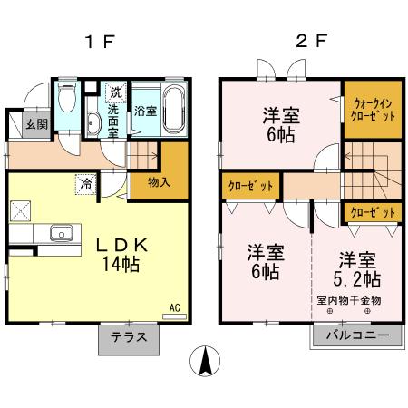 コロナーレ水越III(3LDK/2階)の間取り写真