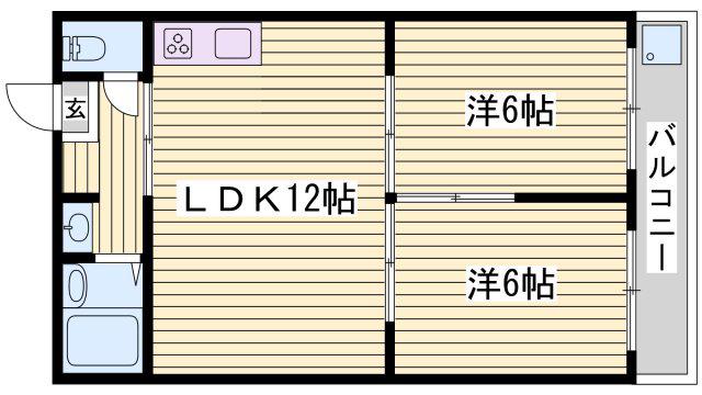 シャトー星が丘(2LDK/2階)の間取り写真