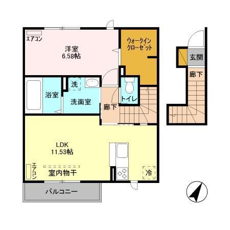 グランツ(1LDK/2階)の間取り写真