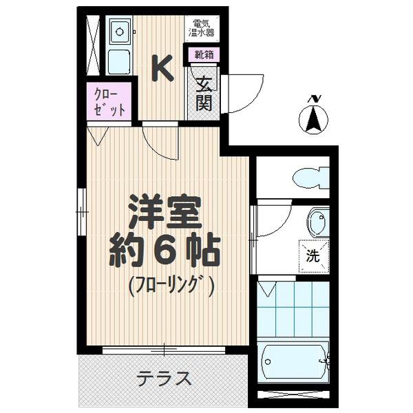 エルセリート北戸田(1K/1階)の間取り写真