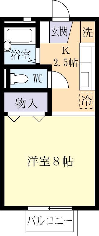 プレジール並木B(1K/1階)の間取り写真