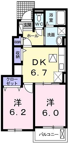 SCHON GARTEN(2DK/1階)の間取り写真