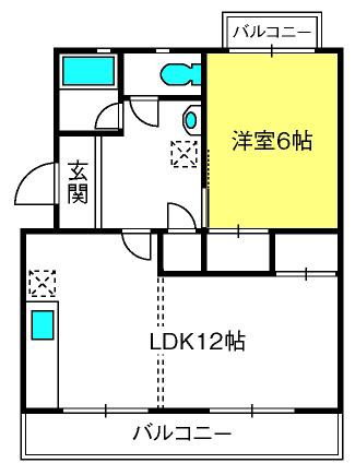 中根マンション(1LDK/4階)の間取り写真