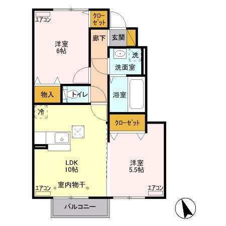 コンフォートA(2LDK/1階)の間取り写真