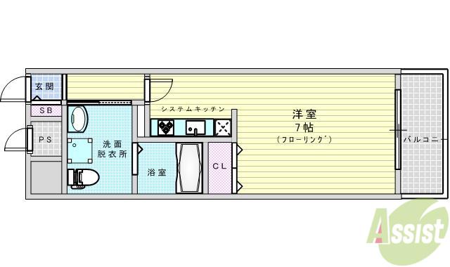 レジュールアッシュ江坂(ワンルーム/7階)の間取り写真