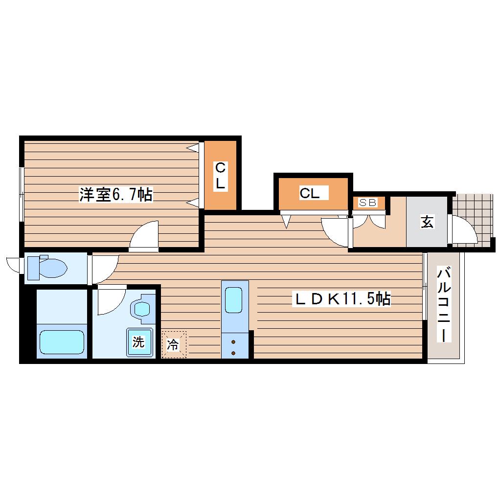 ルミエールI(1LDK/1階)の間取り写真
