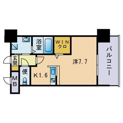 エンクレストベイ天神東Ⅱ(1K/7階)の間取り写真
