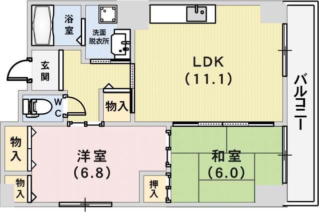 メゾン・ドュウ(2LDK/4階)の間取り写真