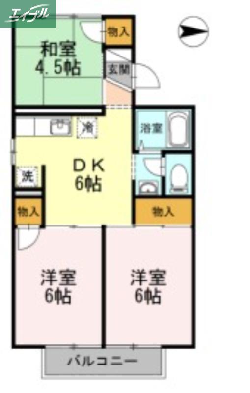 パレーシャル平野A棟(3DK/2階)の間取り写真