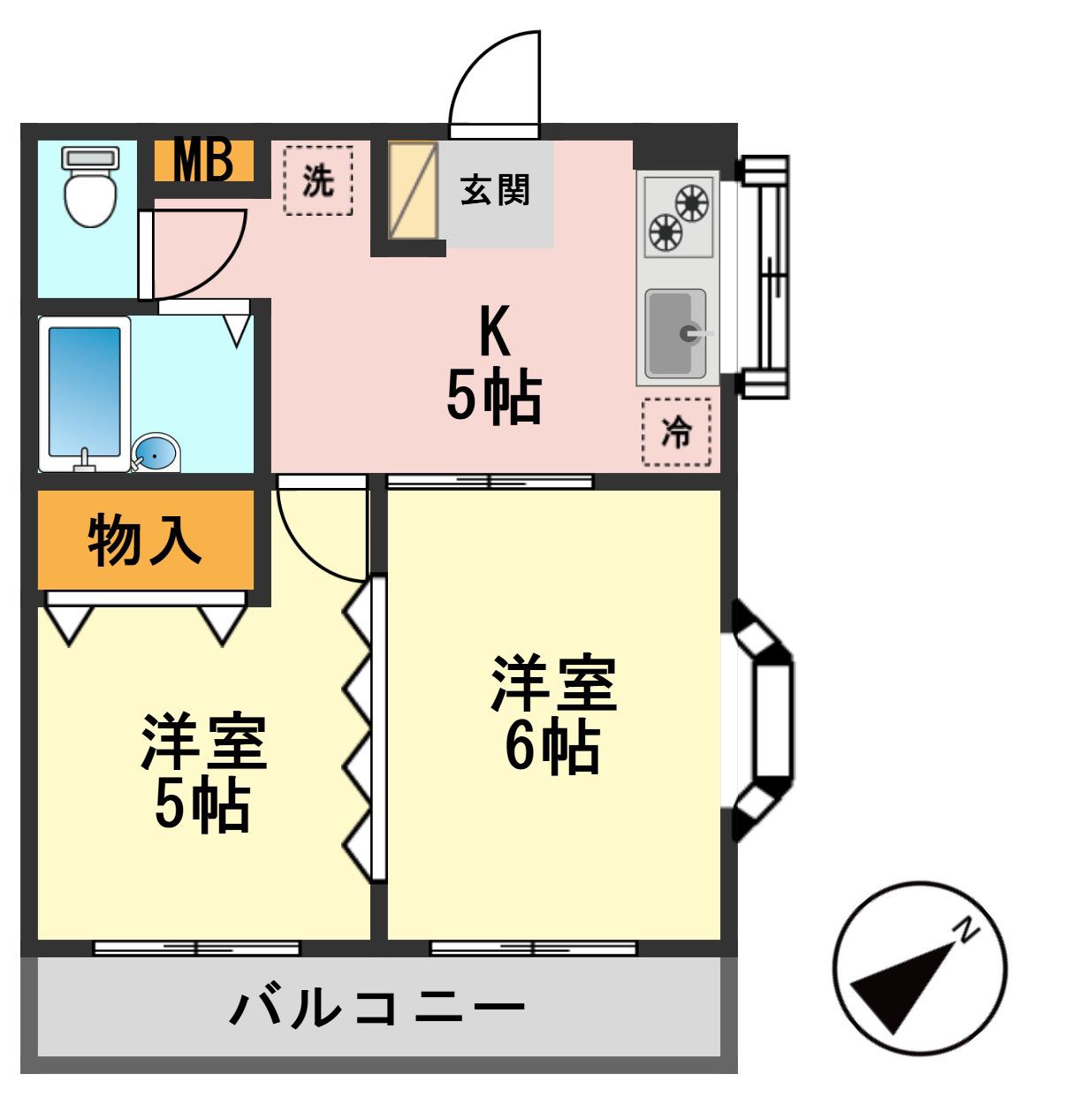 リバータウンA(2K/3階)の間取り写真