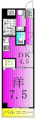 T.Y.ビル(1DK/8階)の間取り写真