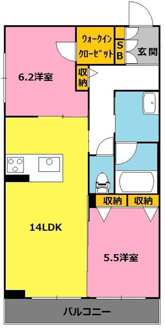 シャーメゾンシホー(2LDK/2階)の間取り写真