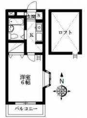 城北ロイドアパートC(1K/2階)の間取り写真