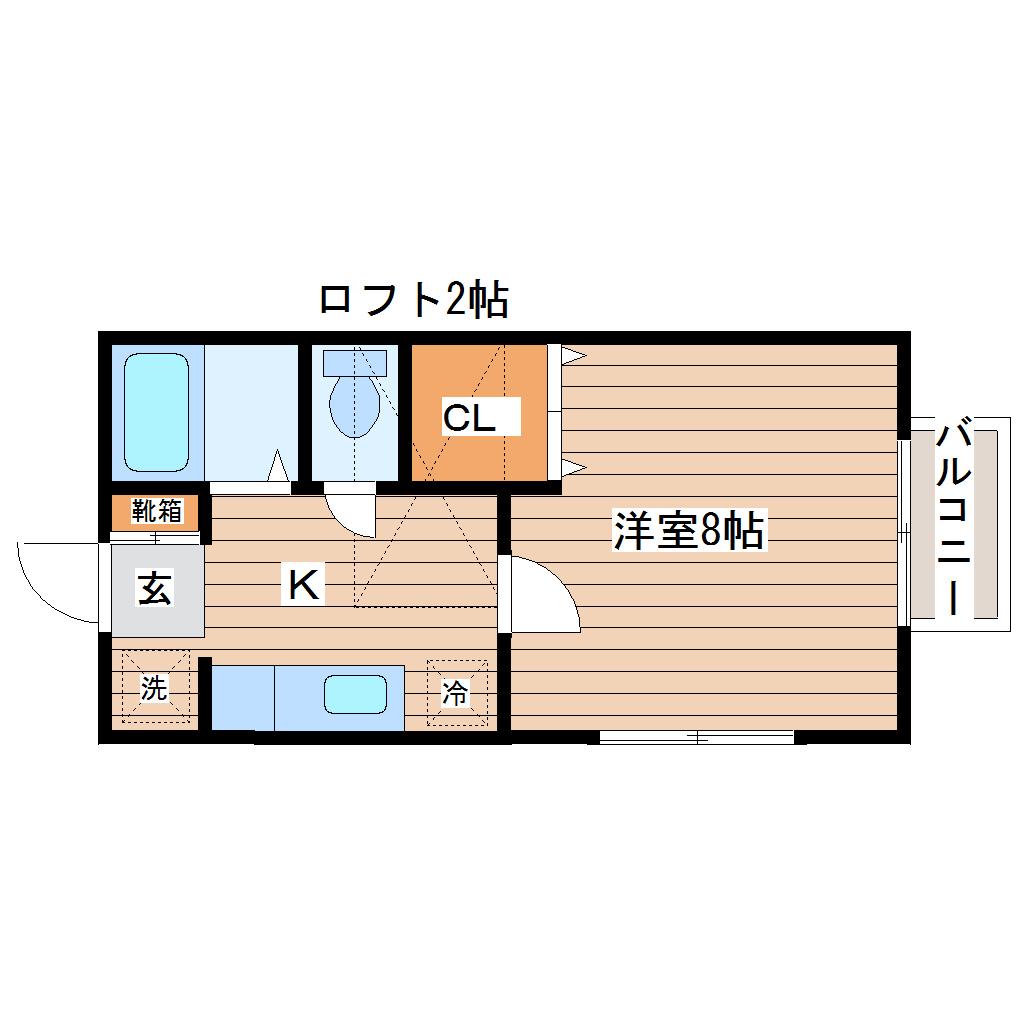 ハイネス小田原(1K/2階)の間取り写真