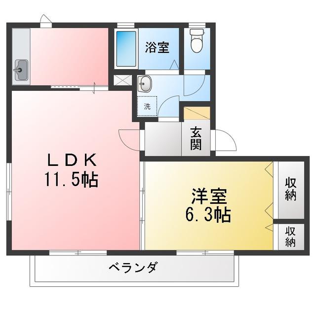 サンハイツE(1LDK/1階)の間取り写真