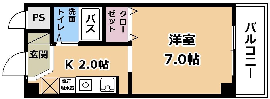 エランビタール(1K/1階)の間取り写真