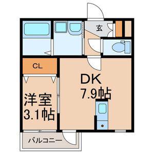 グレイス稲毛台(1DK/1階)の間取り写真
